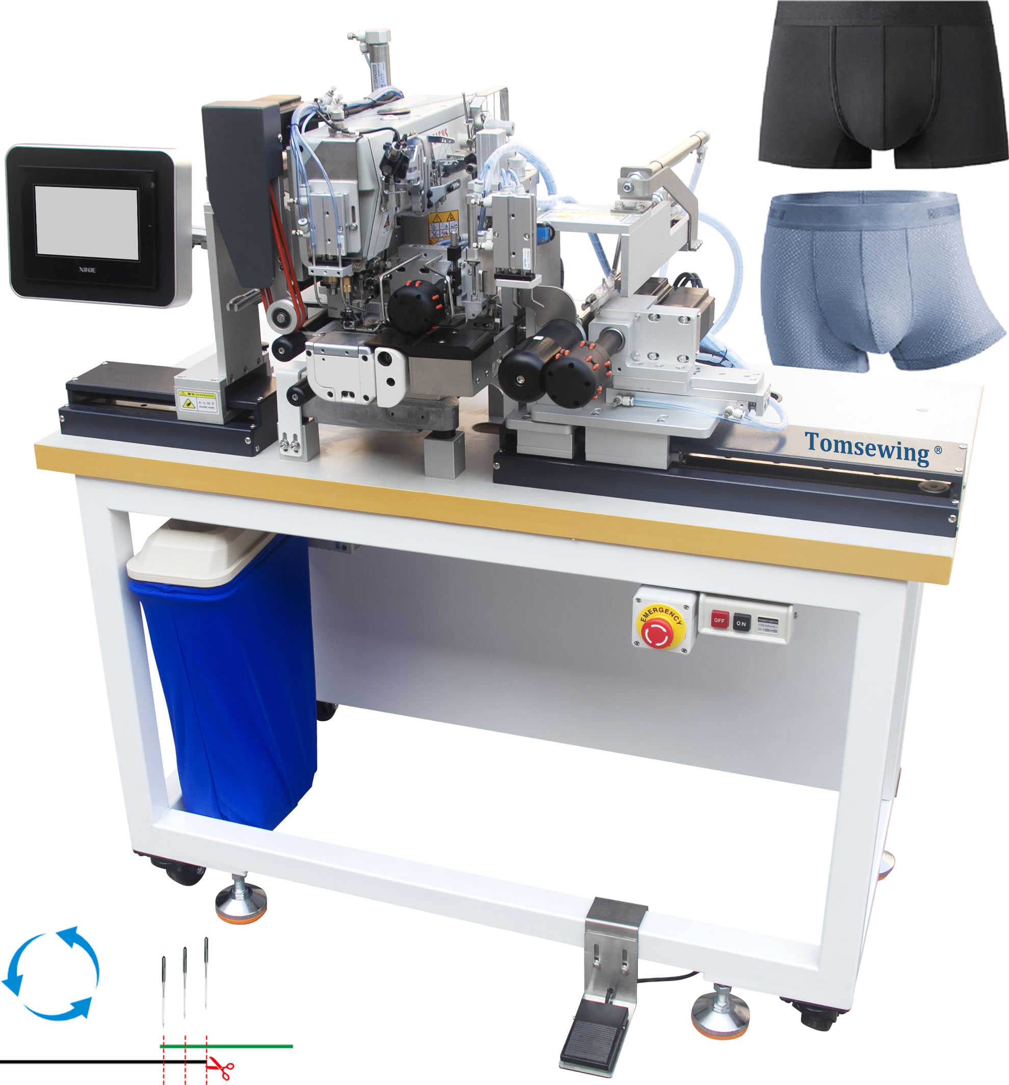 Automatic Underwear Elastic Waistband Attaching Sewing Machines